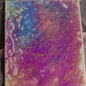 Acrylic medium pour black light painting